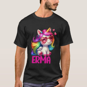 Camiseta Erma Nome Personalizado Unicórnio Colorido Mulhere