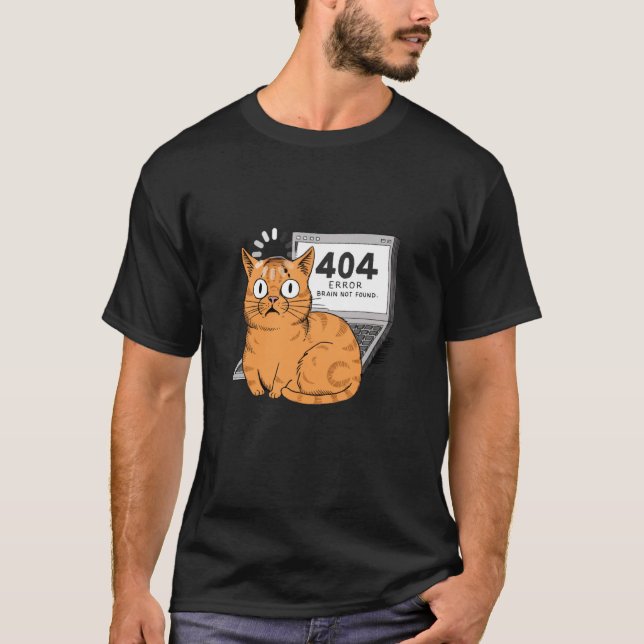 Camiseta Erro 404 Cérebro Não Encontrado Divertido Programa (Frente)