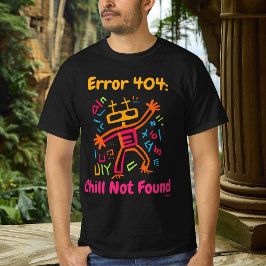 Camiseta Erro 404: Coloração de Neon Robot de Arte Pop não