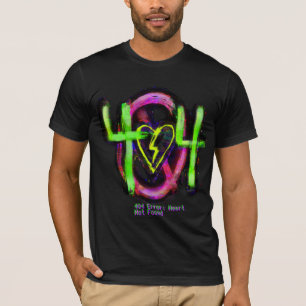 Camiseta Erro 404 do Ciberpunk Coração Não Encontrado Glitc