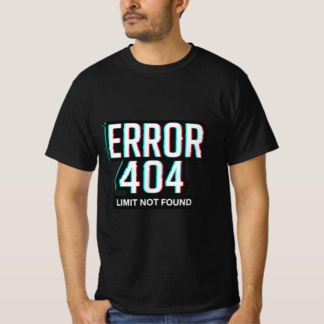Camiseta ERRO 404 - Limit Not Found Glitch Tech (Frente)