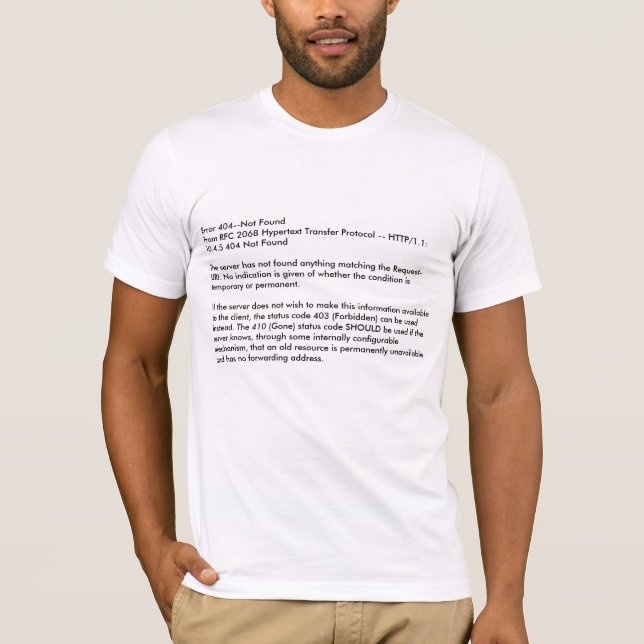 Camiseta Erro 404--Não hypertext 2068 do RFC de FoundFrom (Frente)
