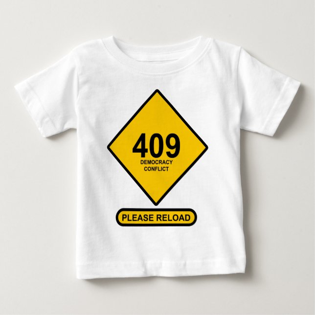 Camiseta Erro 409: Conflito de democracia (Frente)