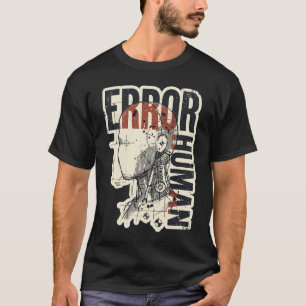 Camiseta Erro Figura Mecânica Humana Gráfico Grunge
