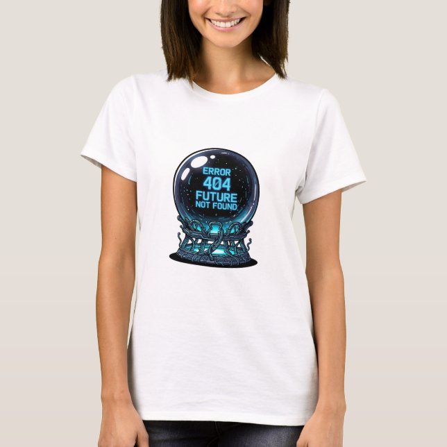 Camiseta Error 404 Future Not Found – Futuristic Crystal (Frente)