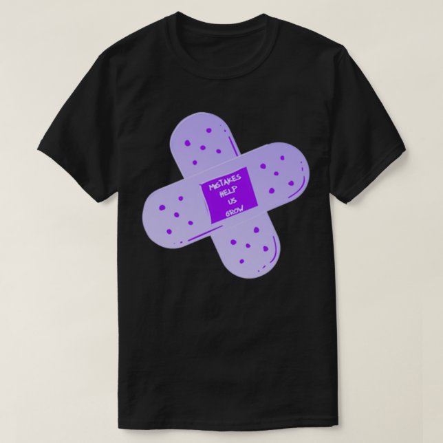 Camiseta Erros de Bandaid Roxo Nos Ajudam A Crescer (Frente do Design)