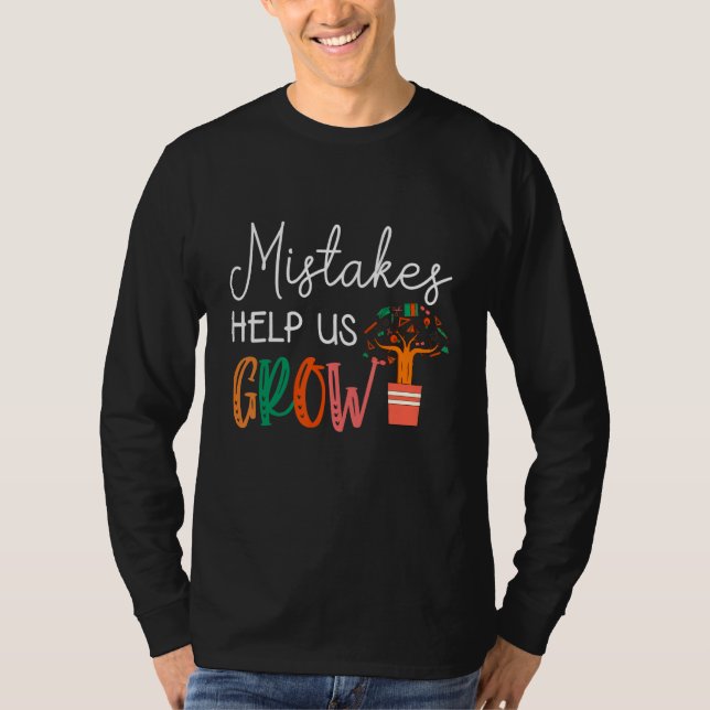 Camiseta Erros nos Fazem Crescer Mentalidade de Professor e (Frente)