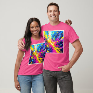 Camiseta Erupção Cósmica: Arte Vibrante com Salpicos