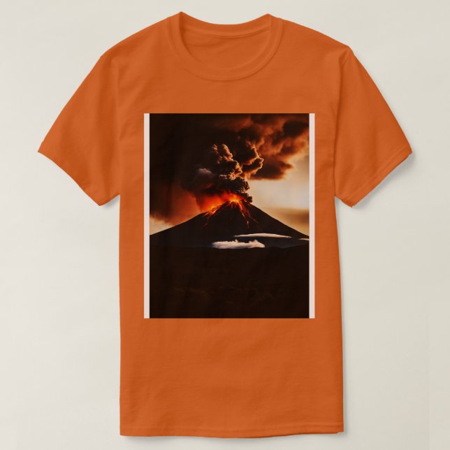 Camiseta Erupção vulcânica com fluxo de lava (Frente do Design)