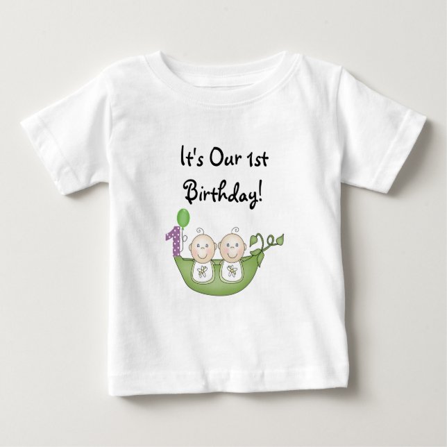 Camiseta Ervilhas dos gêmeos em um primeiro aniversário do (Frente)