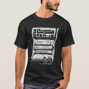 Camiseta Esboço a Lápis de Máquina Mecânica Complexa de Eng