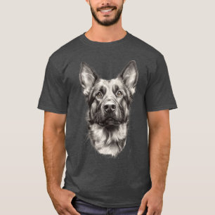 Camiseta Esboço Adorável de Pastor Alemão Cachorro Fofo