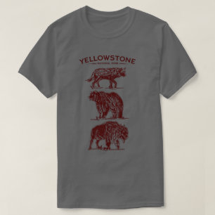 Camiseta Esboço Antigo da Vida Selvagem de Yellowstone