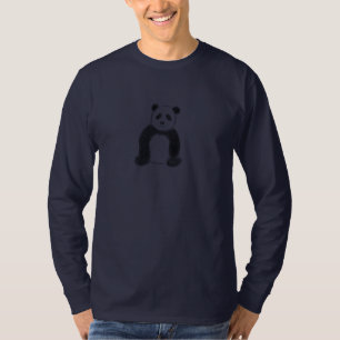 Camiseta Esboço bonito do panda com fundo azul escuro