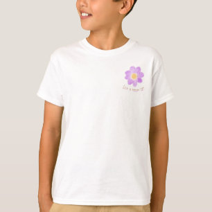 Camiseta Esboço Botânico de Flor Roxa e Amarela