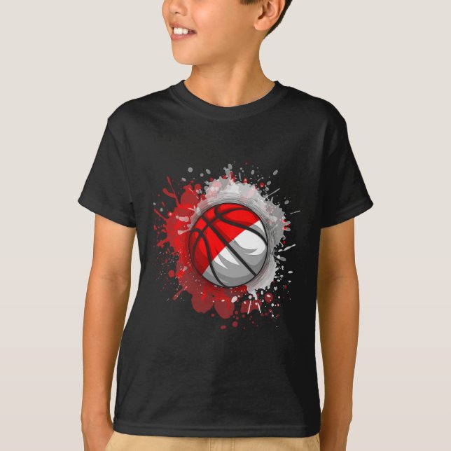 Camiseta Esboço Com Bandeira da Indonésia  (Frente)