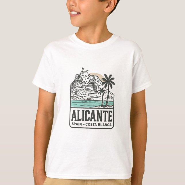 Camiseta Esboço de Alicante Castelo de Santa Bárbara Costa  (Frente)