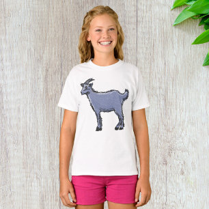 Camiseta Esboço de Cabra Cinza Animal de Fazenda Rústica
