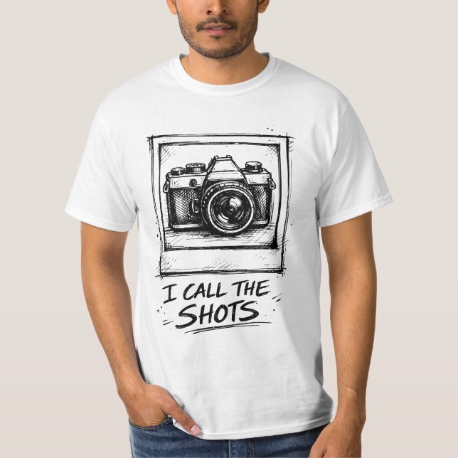 Camiseta Esboço de Câmera Polaroid Eu Dou as Cartas Sarcást (Frente)