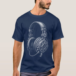 Camiseta Esboço de fones de ouvido Steampunk