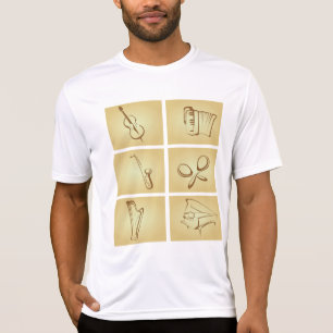 Camiseta Esboço de Instrumentos Musicais