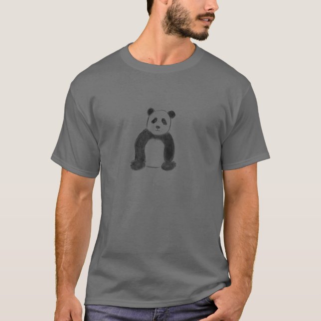 Camiseta Esboço de panda bonito com fundo de cinza (Frente)