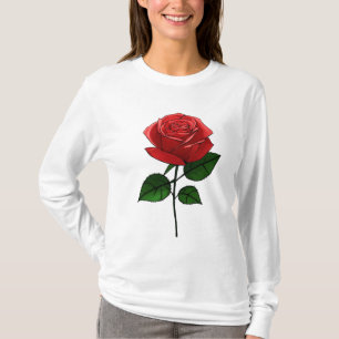 Camiseta Esboço de Rosa em Flor