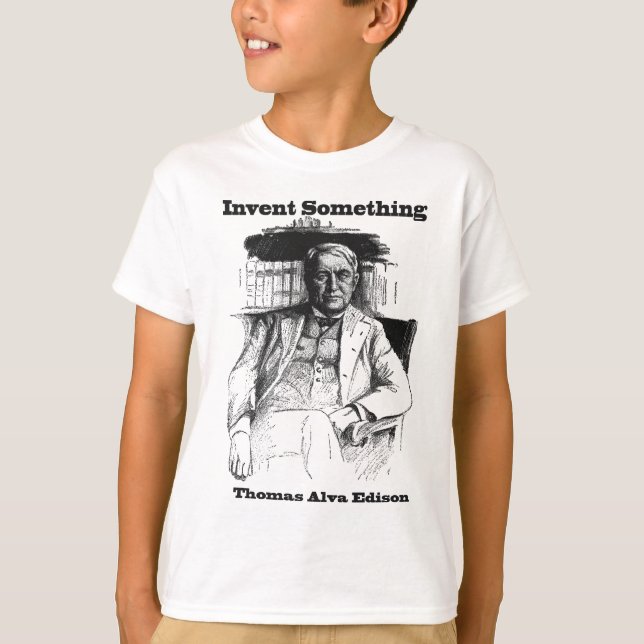 Camiseta Esboço de Thomas Edison - invente algo (Frente)