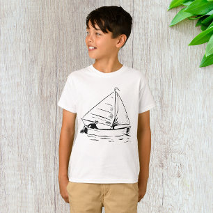 Camiseta Esboço de veleiro náutico em tinta branca no ocean