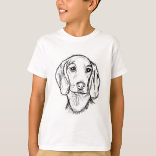Camiseta esboço desenhado à mão de cachorro dachshund preto