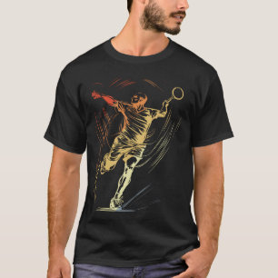 Camiseta Esboço do Cara de Badminton Raquete Esporte Volant
