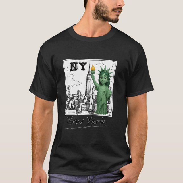 Camiseta Esboço do horizonte do bebê da Estátua da Liberdad (Frente)
