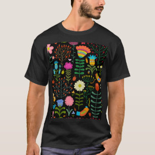Camiseta Esboço floral, padrão artístico perfeito.
