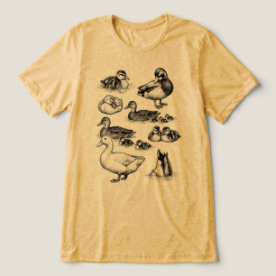 Camiseta Esboço Fofo de Patinho Mallard Vintage