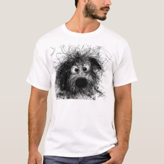 Camiseta Esboço Gótico de Cachorro Preto Desgrenha