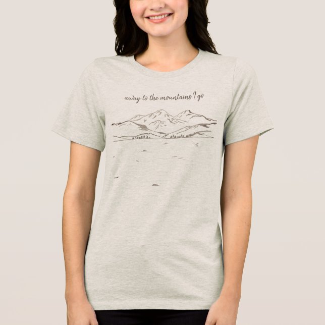 Camiseta Esboço Mínimo de Montanhas em Preto e Branco à Mão (Frente)
