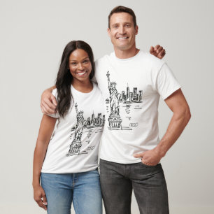 Camiseta Esboço Rápido da Estátua da Liberdade a Tinta