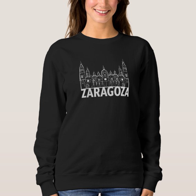 Camiseta Esboço Silhouette da Cidade de Saragoça Espanha (Frente)