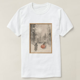 Camiseta Esboço Vintage do Papai Noel com Rena 