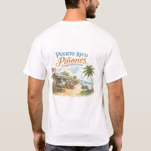 Camiseta Esboço Vintage dos Quiosques de Piñones em Porto R