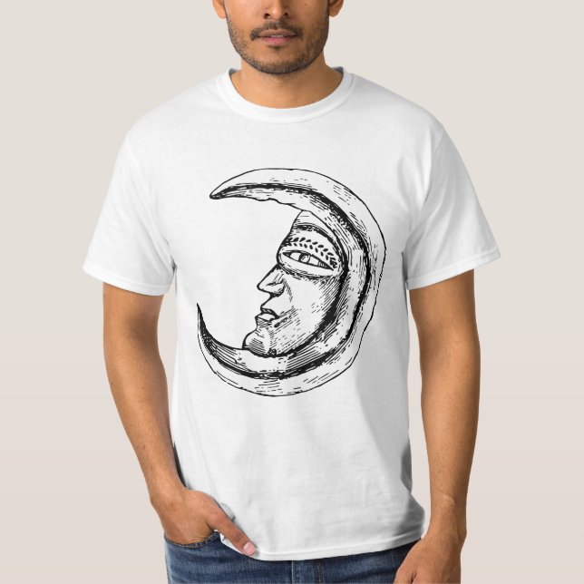 Camiseta Esboço Vintage Lua Mística (Frente)