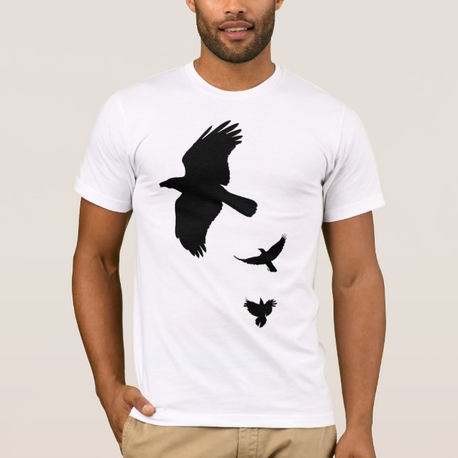 Camiseta Esboços pretos dos corvos (Frente)