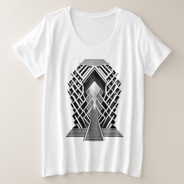 Camiseta Escada Monocromática: Obelisco de Contrastes (Frente do Design)