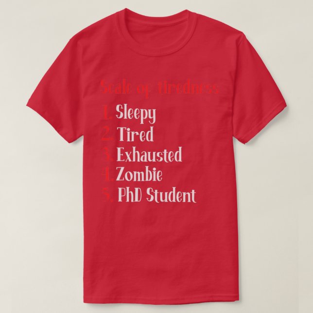 Camiseta Escala de Combustível para Estudantes PhD (Frente do Design)