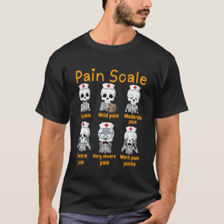 Camiseta Escala de Dor Enfermeira Fofa Esqueleto Halloween 