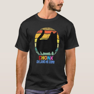 Camiseta Escala de Gato Gordinho Meme Retro Oh lawd ele vem