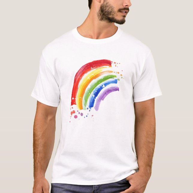 Camiseta Escala de Watercolor arco-íris (Frente)