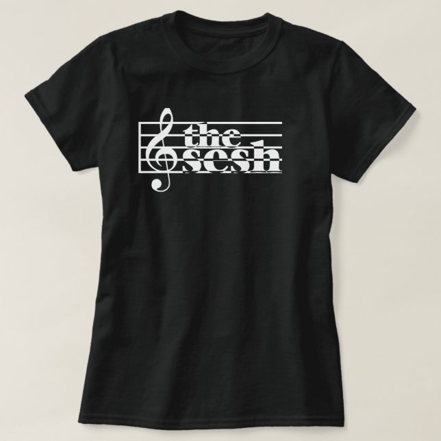 Camiseta "Escala musical do sesh" das mulheres (Frente do Design)