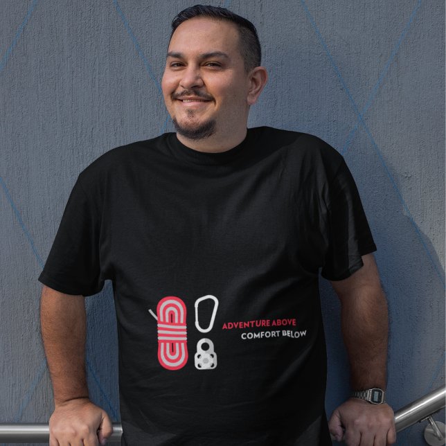 Camiseta Escalada de Rochas: Aventura Acima, Conforto Abaix (Criador carregado)