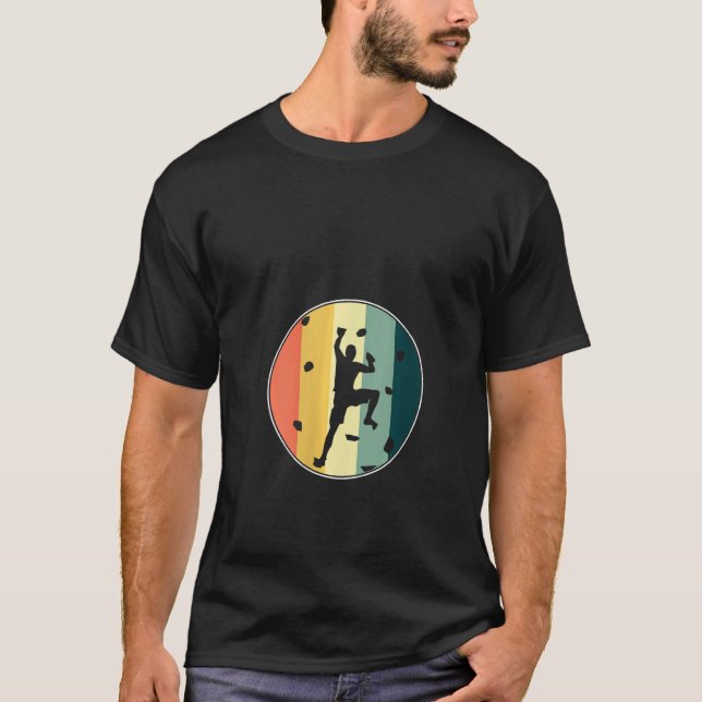 Camiseta Escalada em Pedra de Muro Retro Boulderer (Frente)
